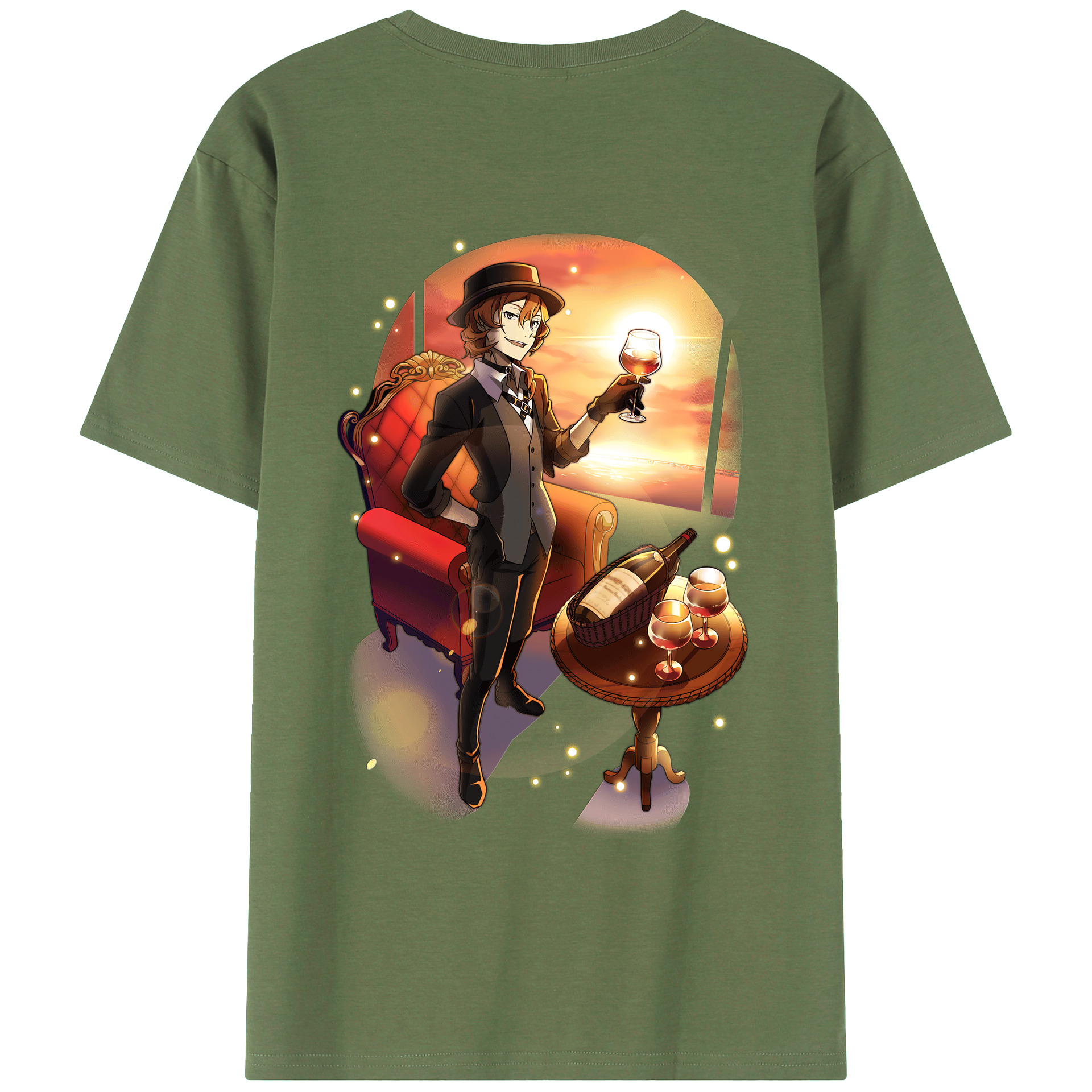 （画像用） 文豪ストレイドッグス Bungo Stray Dogs 綿100％ メンズ半袖Tシャツ（バックプリント） 通気性